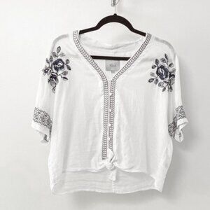 RAILS Thea Floral Embroidery Top White SMALL